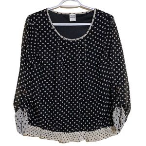 Vera Moda Black/White Polka Dot Long Sleeve Blouse Women's Size M